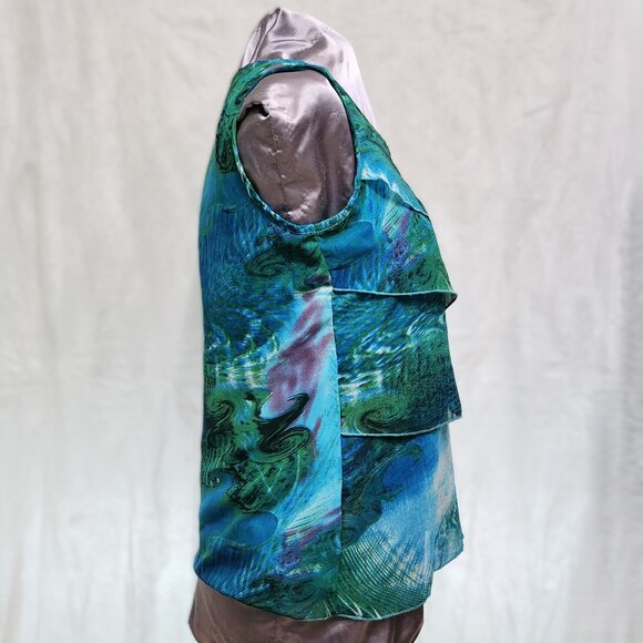 Blue Layered Ruffled Blouse - Picture 3 of 6